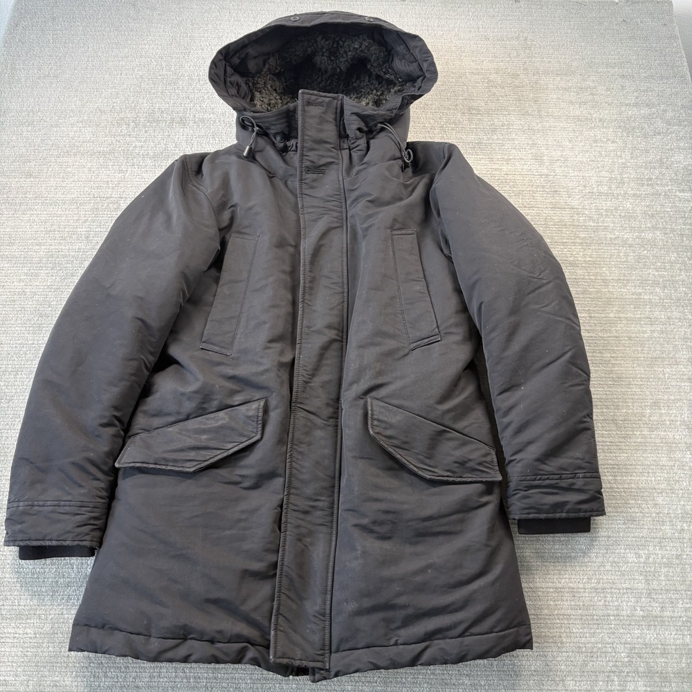 Uniqlo Parka Coat Women S Black Down Knee Length Outdoors Warm Pockets Hooded